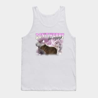 Cabybara Vintage 90s Bootleg Style T-Shirt, don't worry be cappy Shirt, Funny Capybara Meme Tank Top